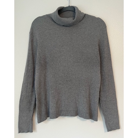 Chicos Silk Blend Grey Turtleneck Sweater Size 2
